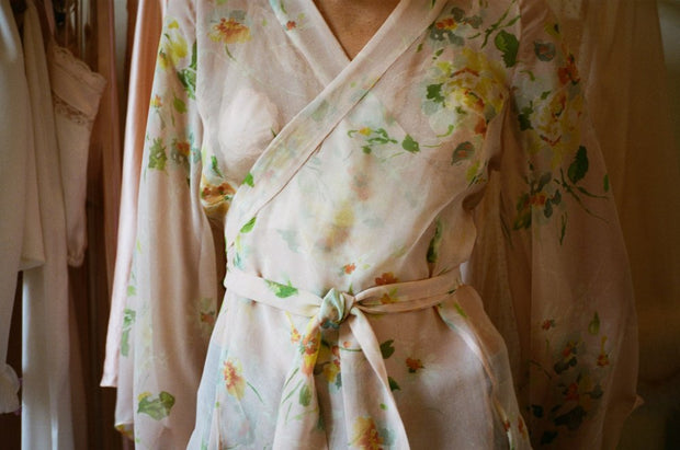 Luna Silk Chiffon Floral Kimono Wrap