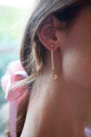 Lida Pink Pearl Closed Shell Earrings- Small Pearls