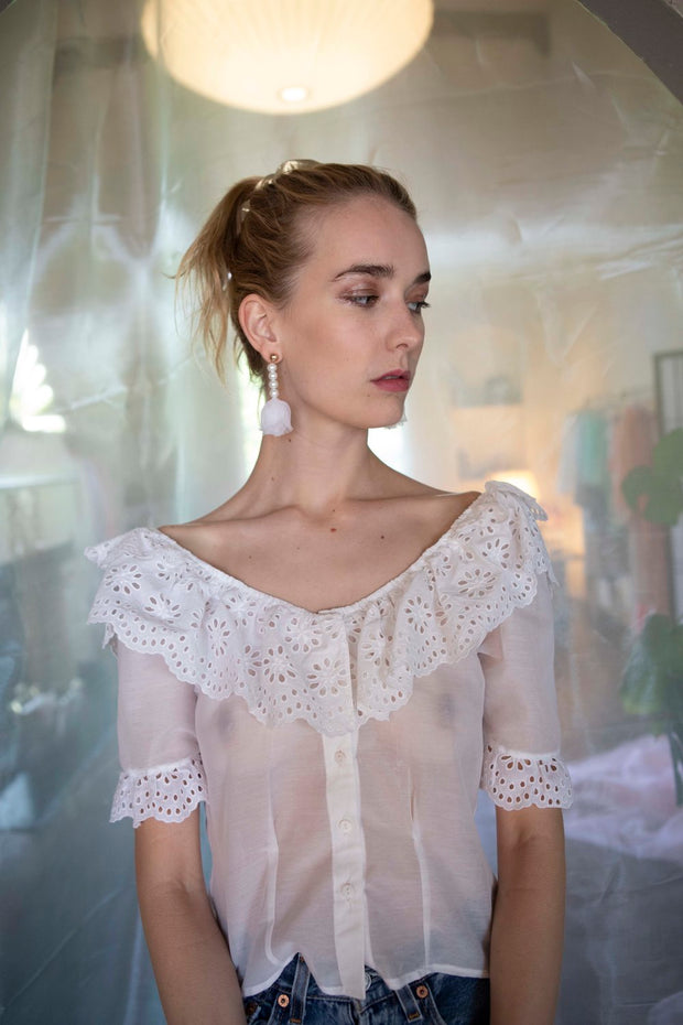 Gia Silk Voile and Eyelet Blouse