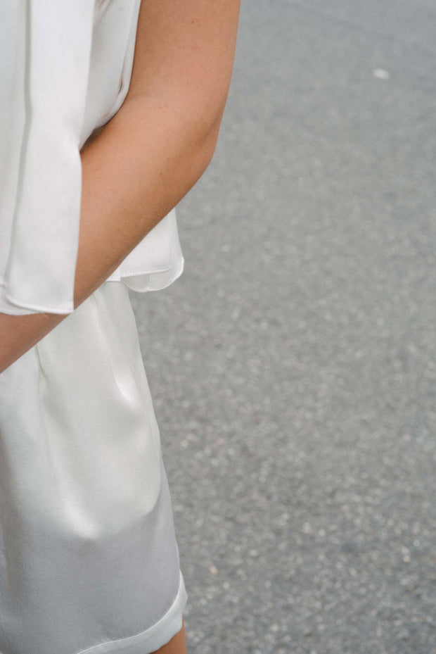 Poppy Silk Shorts- Diamond White