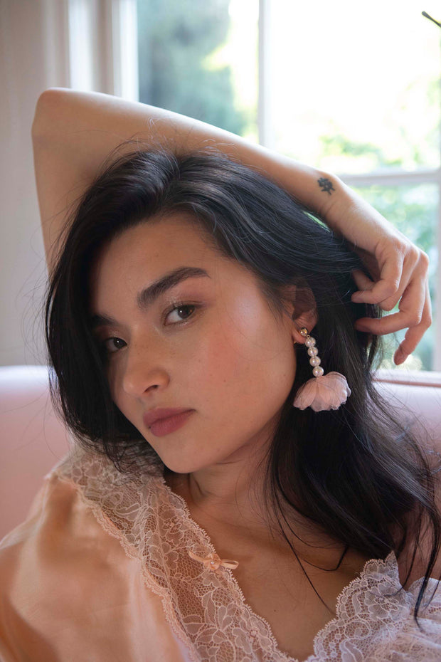 Aria Peony Flora Earrings- Light Mint