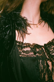 Monique Silk Velvet & Ostrich Feather Bolero Jacket