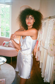 Raquel Bias Cut Silk Dress: Mini Length