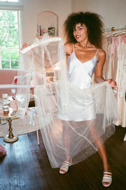 Raquel Bias Cut Silk Dress: Maxi Length