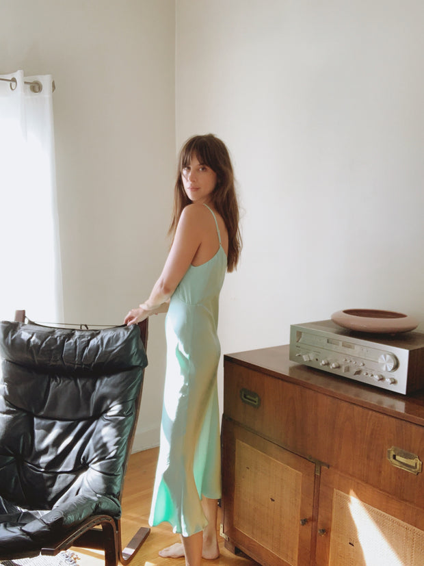 Raquel Bias Cut Silk Dress: Midi Length