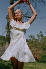 Vintage Floral Jacquard Ruffle Dress