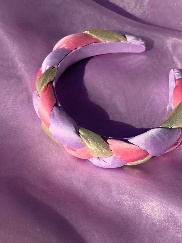 Chloe Braided Headband- Pink and Lilac