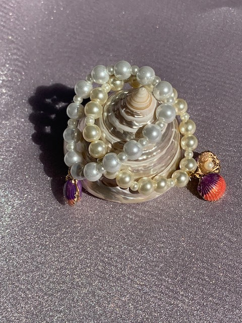 Enamel Shell Pearl Friendship Bracelet