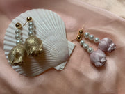 Beatrix Petite Rosebud Flora Earrings- Gold and Lilac