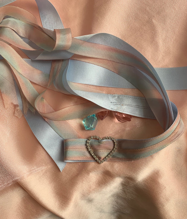 Claudette Diamanté Heart Ribbon Tie