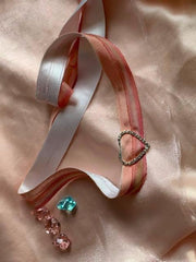 Claudette Diamanté Heart Ribbon Tie