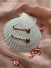 Lida Pink Pearl Closed Shell Earrings- Small Pearls