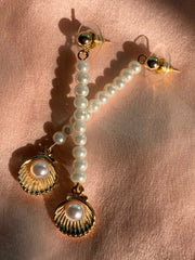 Pearl Drop Open Shell Earrings